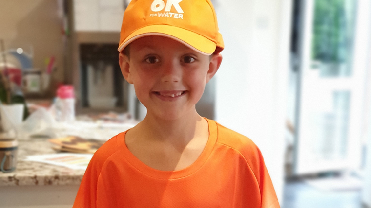 Christopher, 7, is one of many young fundraisers helping their peers in vulnerable countries