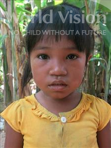 Choose a child to sponsor, like this little girl from Soutr Nikom, Phanny age 5