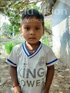 Choose a child to sponsor, like this little boy from Soutr Nikom, Sela age 3